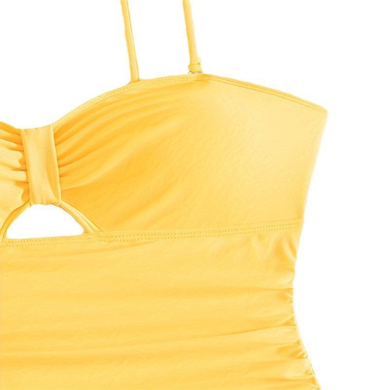 Korean Solid Color One Piece Swimsuit Women High Grade Belly Covering Sexy Bikini Beach Swimsuit Bella Mia